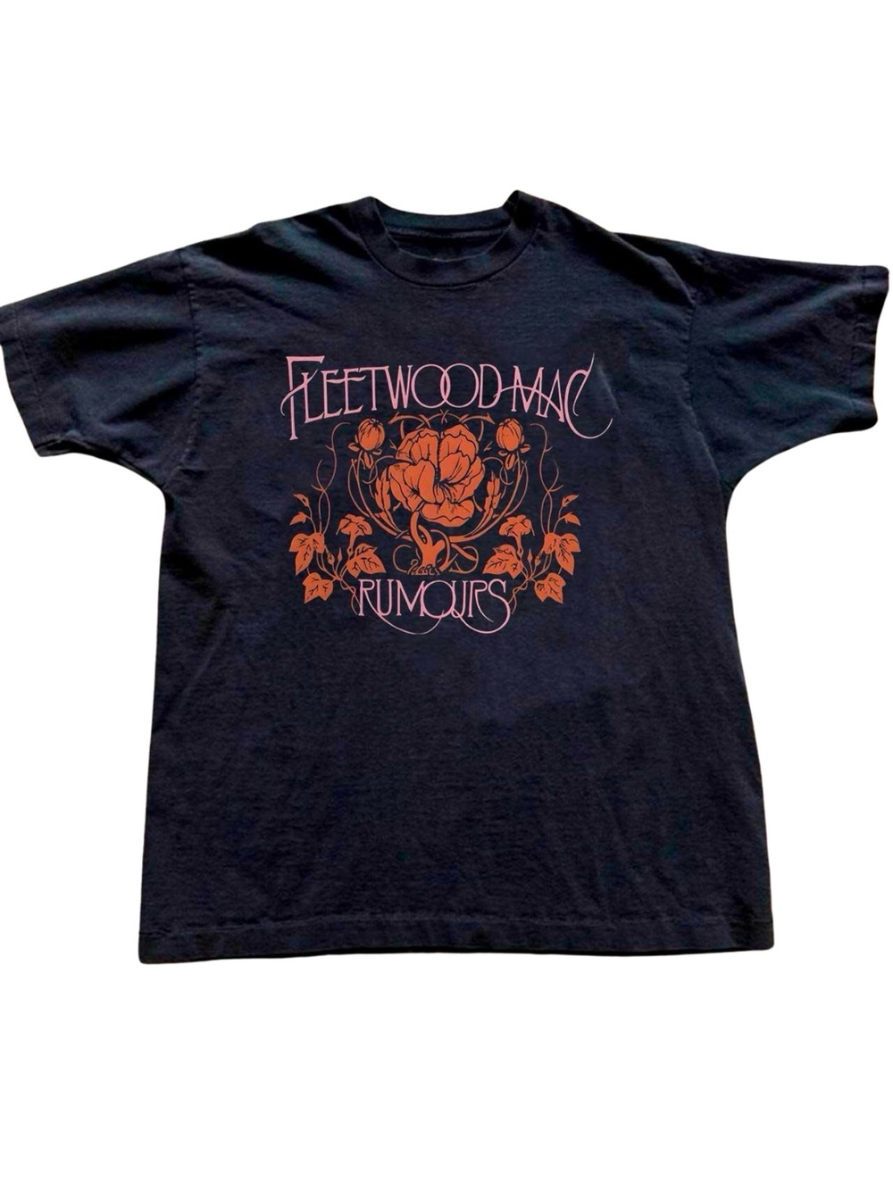 Fleetwood Mac Rumours Floral Band Merch Black Graphic Tee